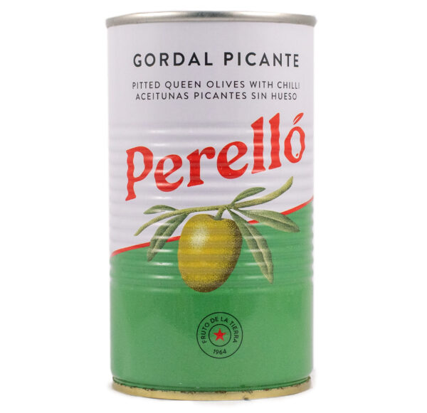 Perello Pitted Gordal Picante Olives 150g tin